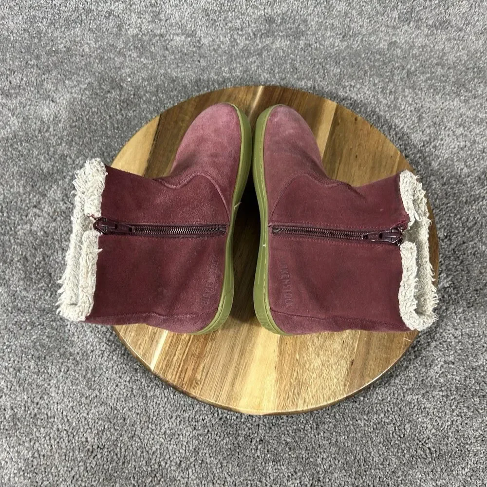 Birkenstock Lille Kids Size 13 N Red Suede Fleece Lined Zip Up Winter Boots Used
